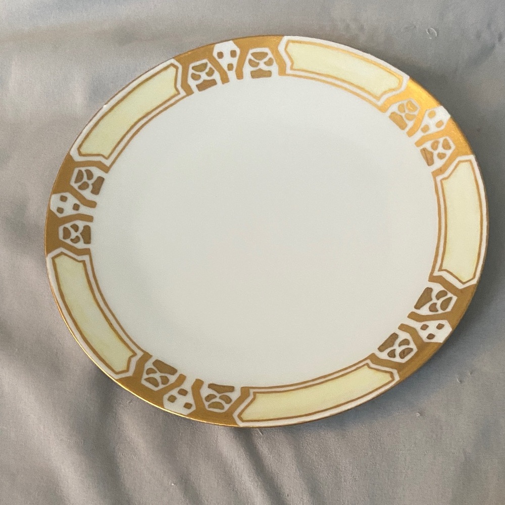 Elegant Gold and Cream Salad Plate by Thomas Sevres of Bavaria. Signed by Howell